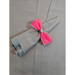 Set of 8 Vintage‎ Green Napkins with Red Bow Accent Napkin Rings Christmas 70s.